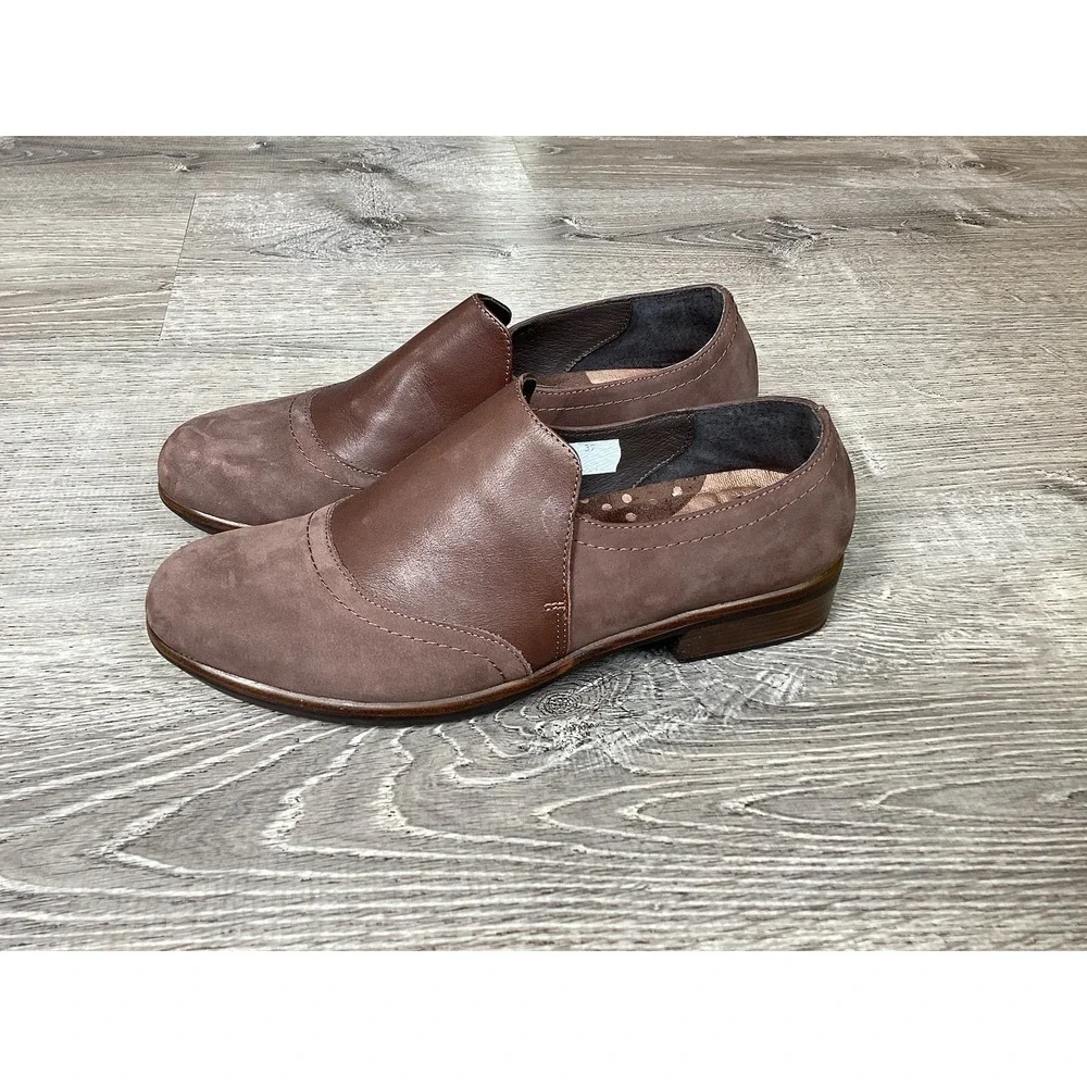 Naot Angin Velvet Womens 39 8 Brown Leather Slip On Casual Comfort Loafers Shoes